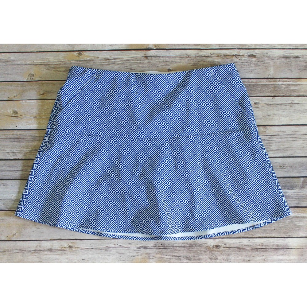 Polo Golf Ralph Lauren Skort Large Blue Geometric Pull On Built In Shorts